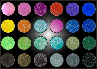 Colorful bright eyeshadow palette make-up