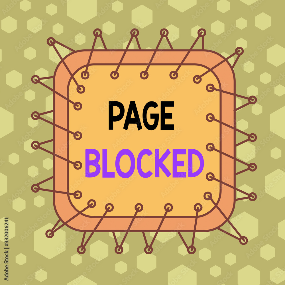Fototapete writing note showing page blocked. business concept for users are prevented from being accessed or u