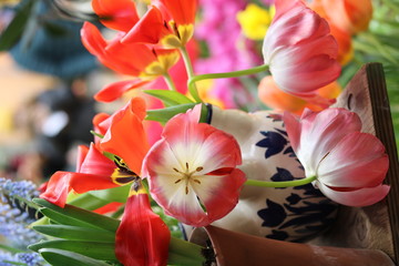 Naklejka na ściany i meble pink spring tulips