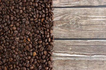 coffee beans on wooden background