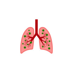 Lungs disease icon. COVID-19 in human lungs. Vector illustration. Flat design.