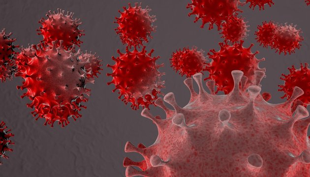 Infected virus cells in the human body. Corona virus concept. 3D rendering.