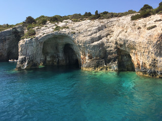 Fototapeta na wymiar Blue caves on Zakynthos island in Greece