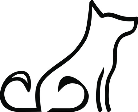 recommend clip art: Dog silhouette in vector, pet illustration outline image, active dog figure in black color, isolated element for logo or icon design, web element