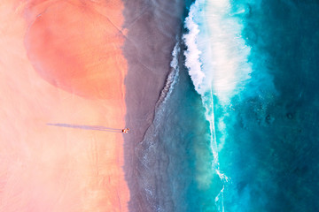 Seychelles Island drone top view, Mahe Anse Intendance beach 