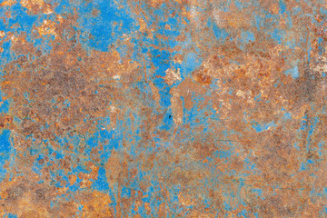 Old Weathered Blue Painted Corrugated and Damaged Metal Texture