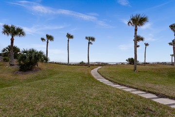 Stone path leading to the Atlantic Ocean
