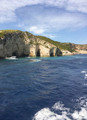 Fototapeta premium View of Blue Caves from boat (Zakynthos, Greece, Cape Skinari )