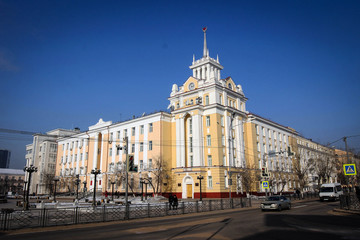 Fototapeta na wymiar Soviet style architecture of House of Radio, Ulan-Ude, Russia