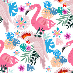 Parrot and flamingo pattern 3