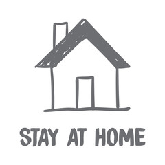 Stay home doodle illustration. House sketch. #Stayhome campaign