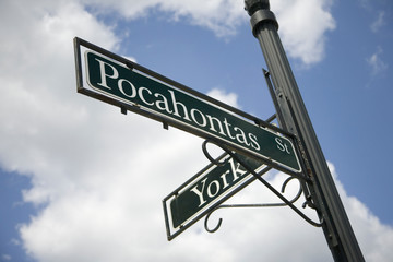 The intersection of York and Pocahontas in Williamsburg, Virginia