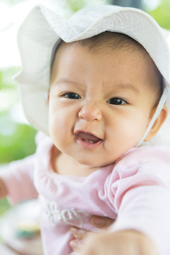 Cute asian baby close up