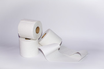 Toilet paper roll on white background