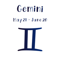 Gemini zodiac sign. Astrology horoscope symbol on white background.