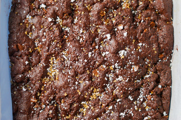 Brownies with sea salt and Demerara sugar