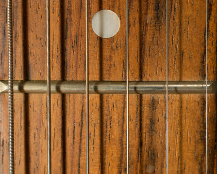 electric guitar soundboard and neck close up