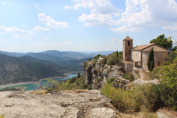View of the Romanesque church of Santa Maria de Siurana in Catalonia, Spain