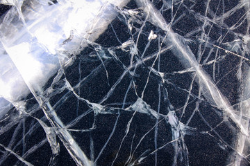 Ice pattern view of frozen Baikal Lake, Russia