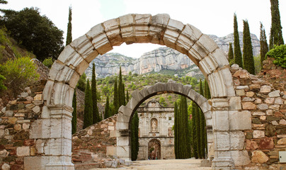 Main gate to the monastery of Scaladei in the Priorat region of Catalonia, Spain