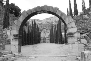 Main gate to the monastery of Scaladei in the Priorat region of Catalonia, Spain