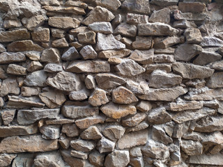 Ancient wall made of stones of different sizes.