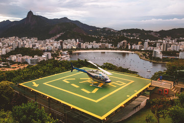Helicopter at helipad in Rio de Janeiro