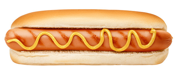 HOT DOG isolated on white background, clipping path, full depth of field