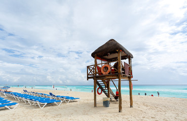 The Watch Tower at Cancun Zona Hotelera, a long, beachfront strip of high-rise hotels, nightclubs, shops and restaurants.