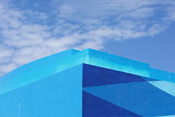 Blue Building with blue sky at background at Cancun, Mexico.