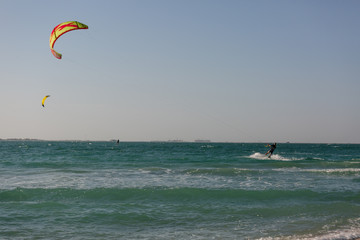 Wakeboarding sea parachuts s splash water variety extreme