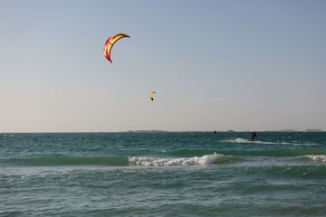 Wakeboarding sea parachuts s splash water variety extreme