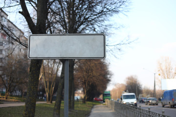 Empty Road Name Sign, Isolated, Detailed Roadside Signage, Blank Copy Space Background. selective focus