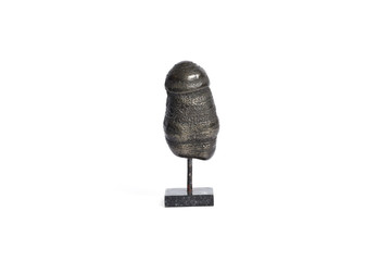 mineral pyrite as a statuette on a white background