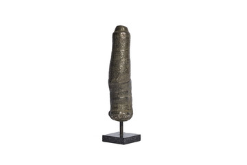 mineral pyrite as a statuette on a white background