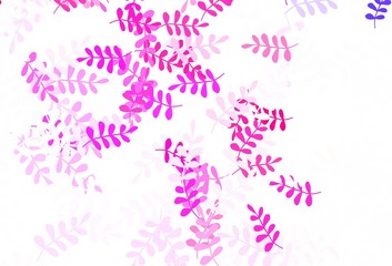Obraz na płótnie Canvas Light Purple, Pink vector doodle texture with leaves.
