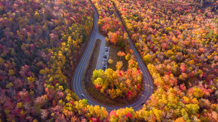 Amazing view of Kancamagus Highway in New Hampshire during Foliage season Autumn USA