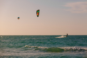 Wakeboarding sea parachuts s splash water variety extreme