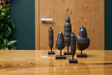 a group of pyrite figurines on the desktop