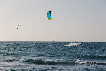 Wakeboarding sea parachuts s splash water variety extreme