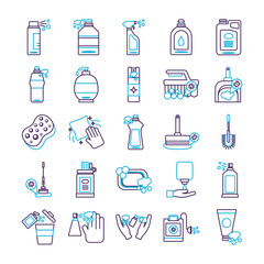 bundle of desinfectants set icons