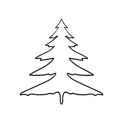 Spruce tree illustration. Coloring book element.