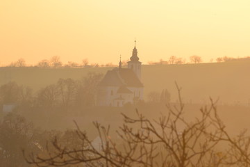 church in sunset
