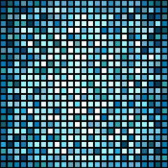 Square pixel mosaic background. Gradient blue abstract backdrop.