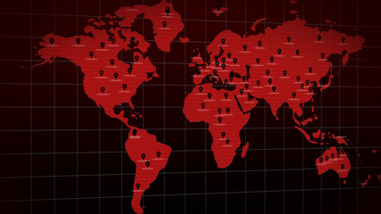 Corona virus COVID-19 World map , red continents infected