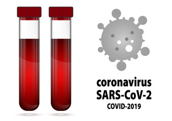 Test tube with blood with label COVID-19 illustration
