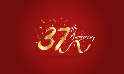Anniversary celebration background. with the 37th number in gold and with the words golden anniversary celebration.