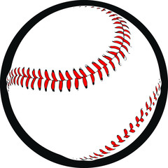 Drawing of a baseball ball with a red seam