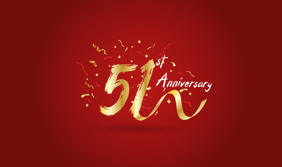 Anniversary celebration background. with the 51st number in gold and with the words golden anniversary celebration.