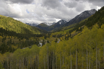 Autumn color with view from McClure Pass, Colorado south of Carbondale on route 133